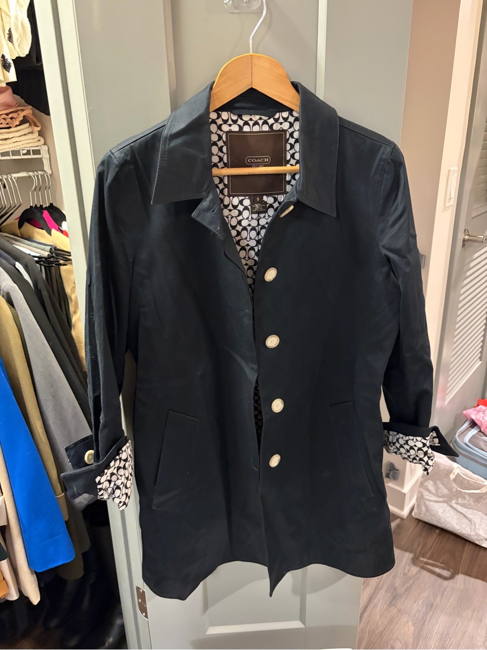 Coach Men's Black Trench Coat with Signature Lining